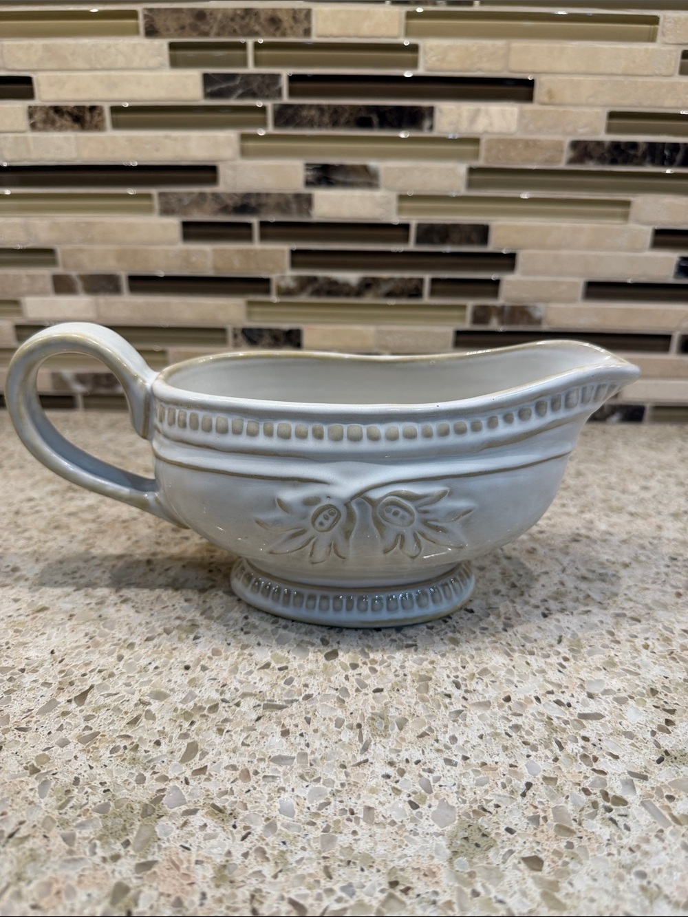 Pottery Barn white and cream gravy boat